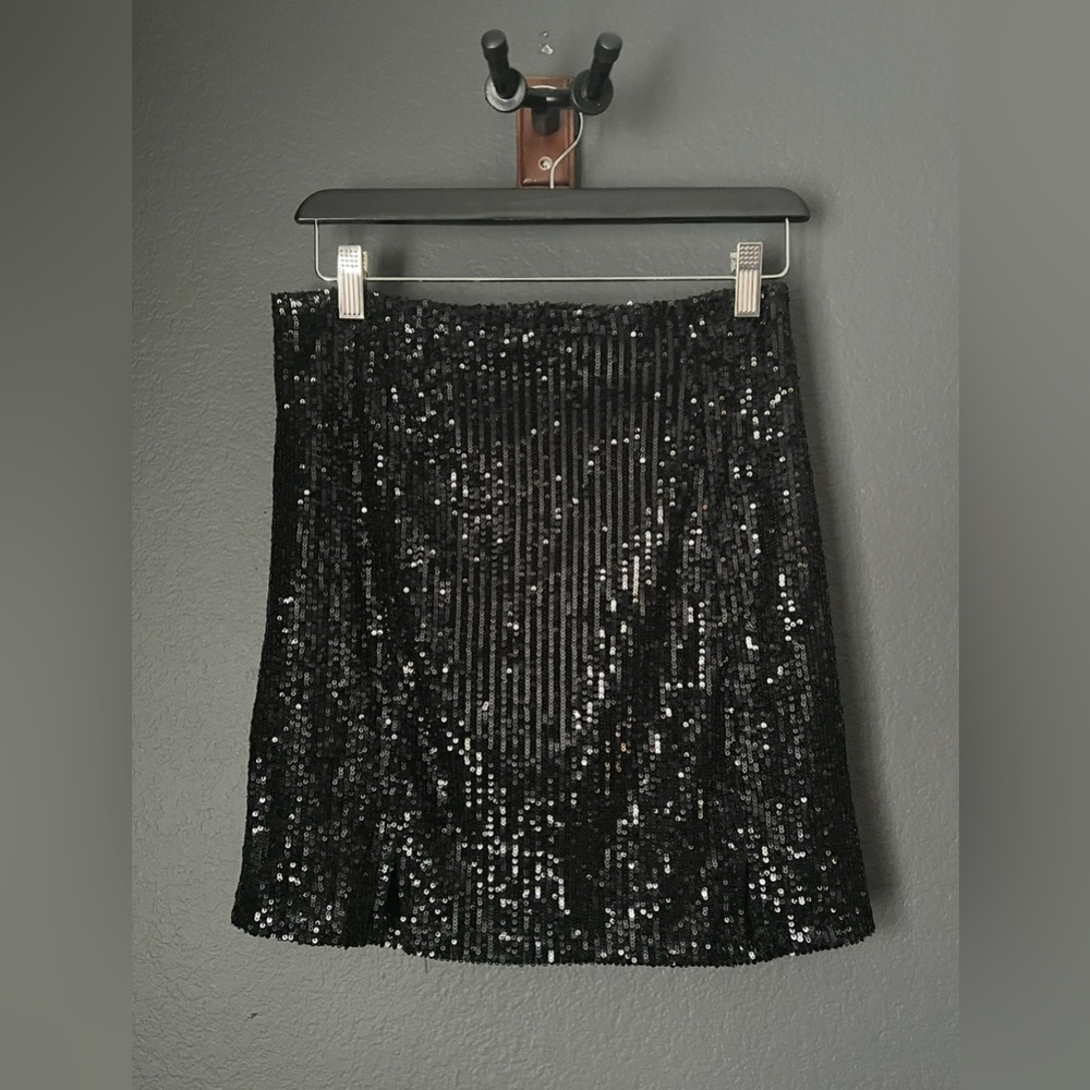 Love on a Hanger Black Sequin Mini Skirt
